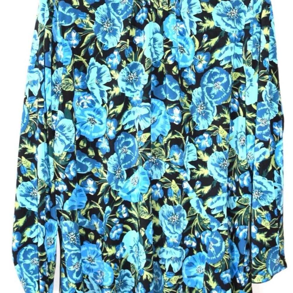 Du Jour Floral Long Sleeve Chiffon Blouse Plus Size 2X